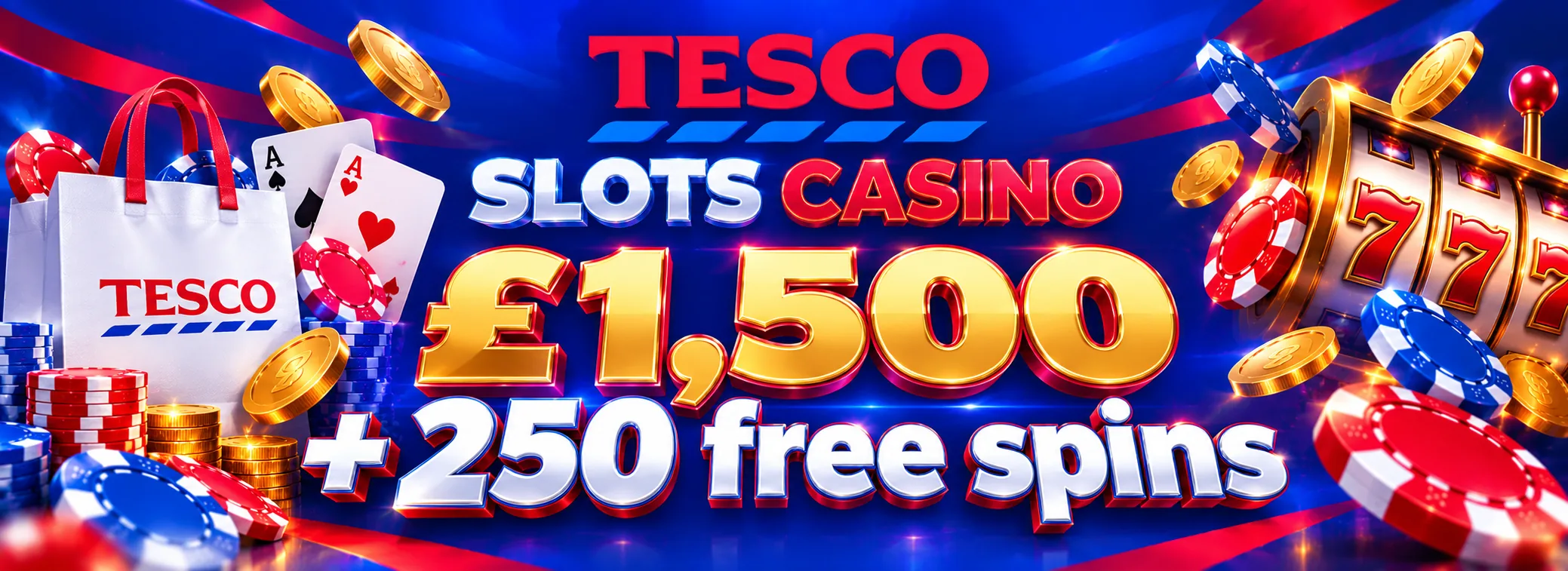 Tesco Slots Casino weekly offers panel with the £1,500 match and Monday cashback